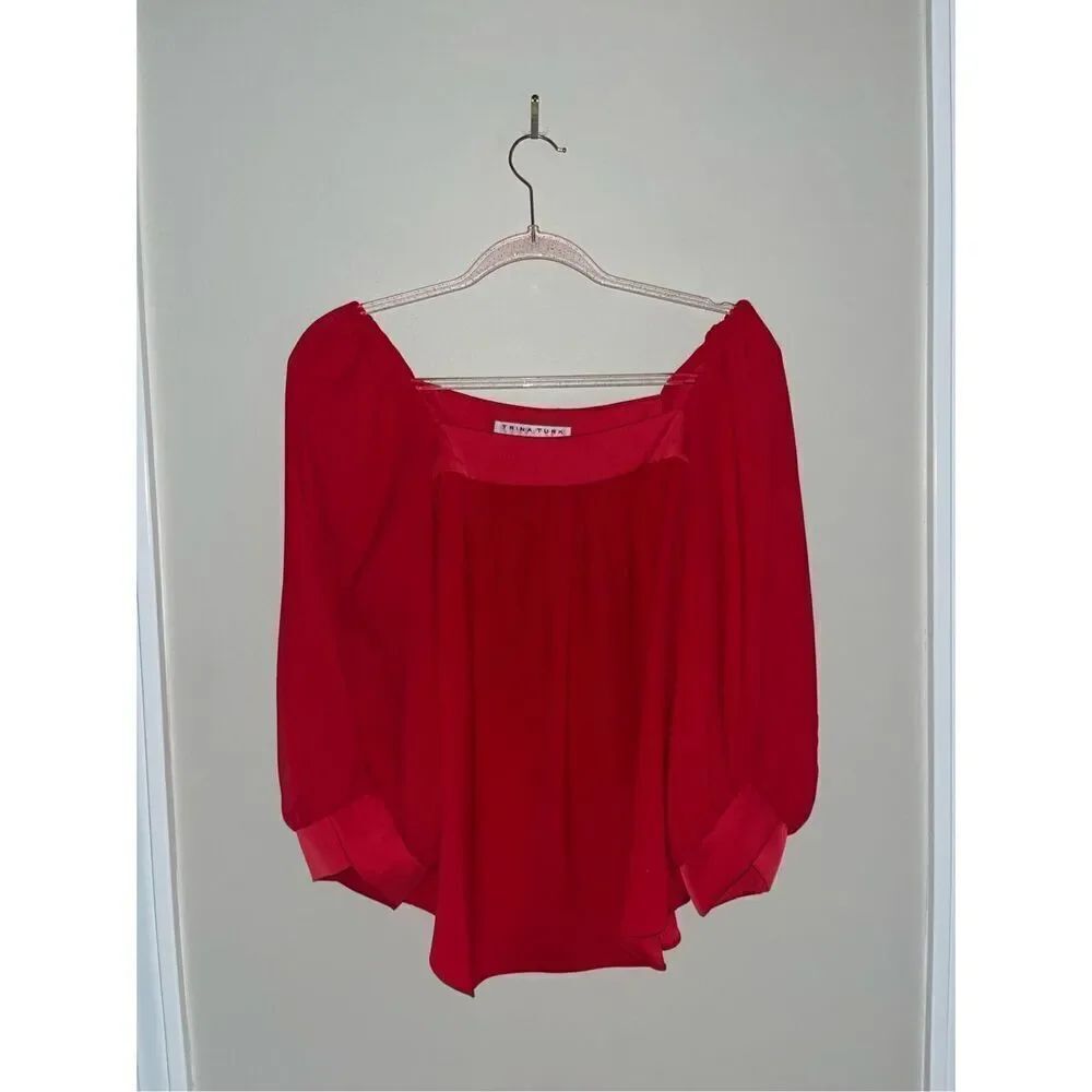 Trina Turk Square Neck Top Red Small